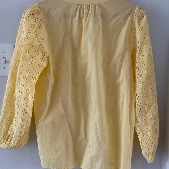 J. Crew Yellow Eyelet Blouse - Picture 5 of 7